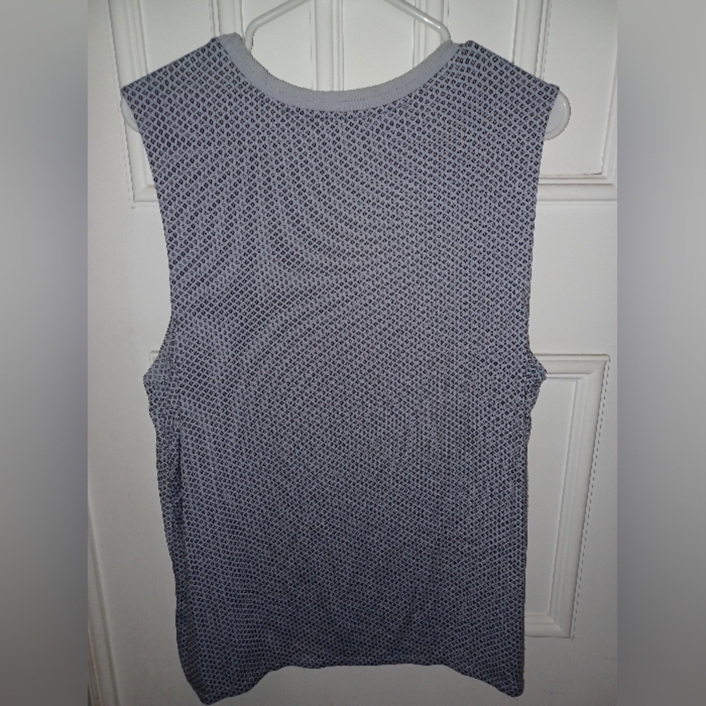 Loft  Top Womens XL  Sleeveless Blue Tan Print